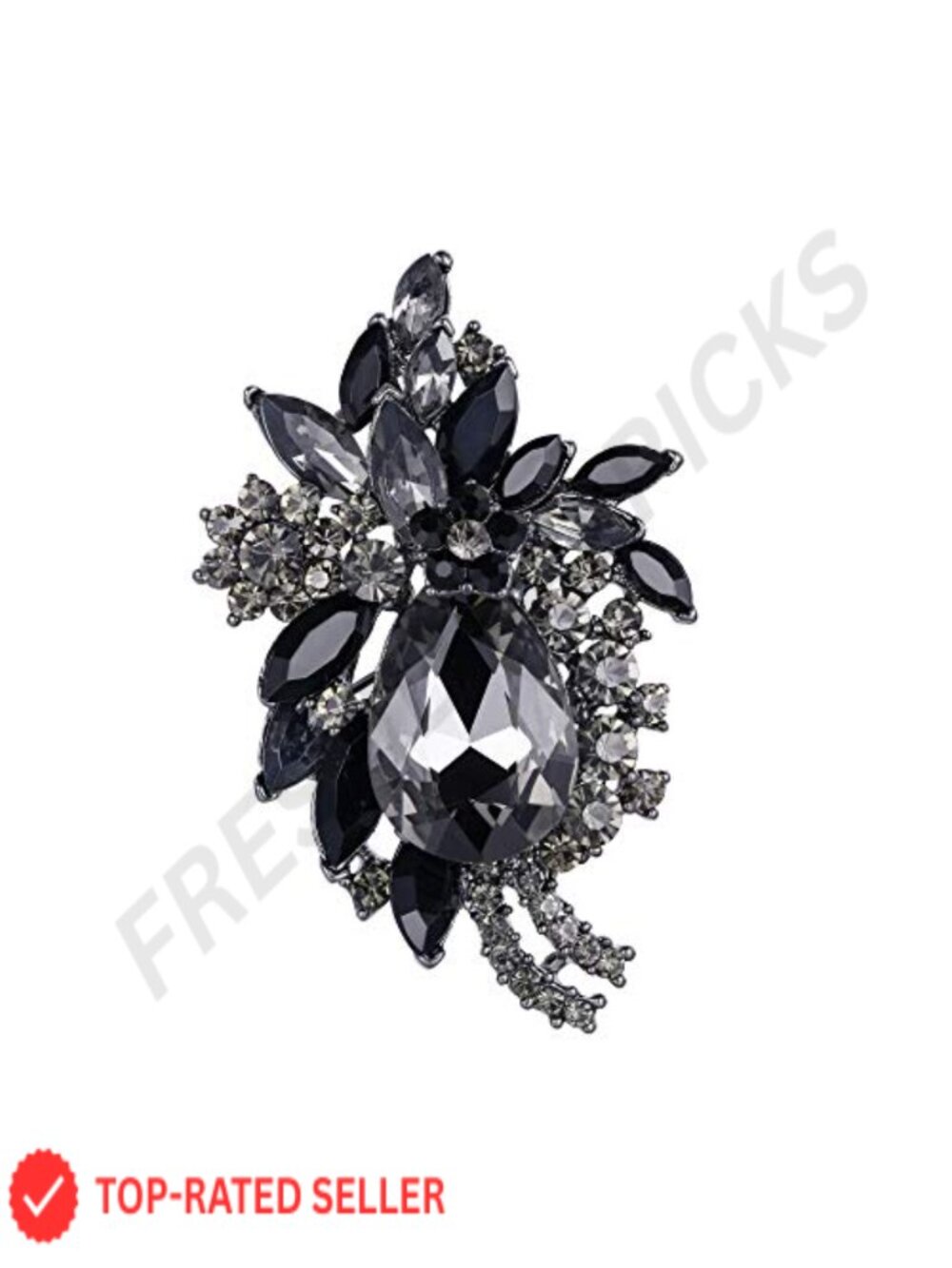 Rhinestone Crystal Flower Teardrop Brooch Pin Elegant Gift for Her